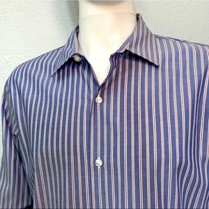Fairline Men’s Button Up Shirt Striped Blue XL